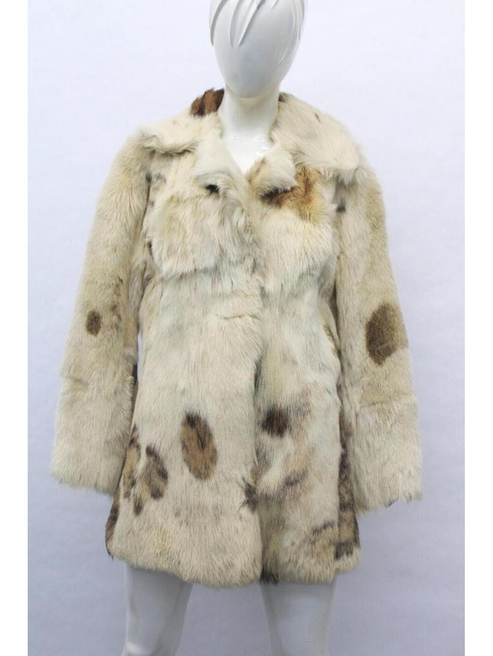 Mint Beige Brown Goat Fur Coat Jacket Women Woman Size 4 Small